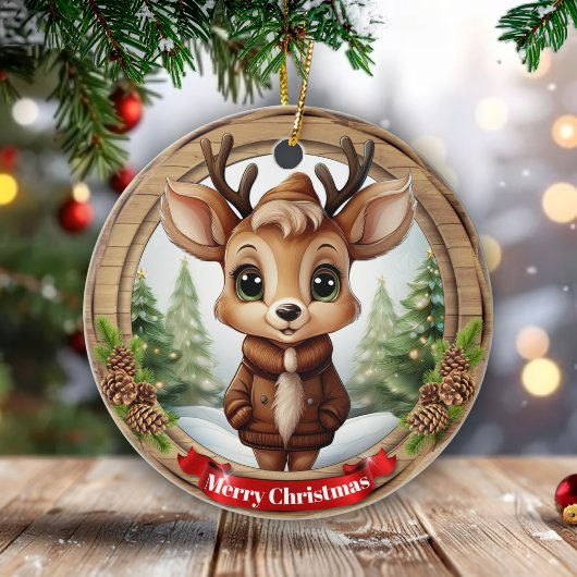 名前入りウィスキカル・トナカイのラスティックホリデーツリー🦌🎄 セラミックオーナメント