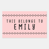 名前入りオリジナルシール このシールは〇〇のもの 長方形シール (正面)