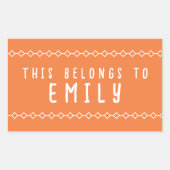 名前入りオリジナルシール このシールは〇〇のもの 長方形シール (正面)