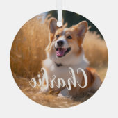 名前入りオリジナルペット写真 ガラスオーナメント (裏面)