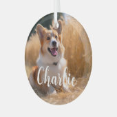 名前入りオリジナルペット写真 ガラスオーナメント (正面左)