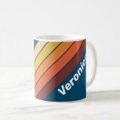 名前入りオーシャンヴィンテージストライプ コーヒーマグカップ (正面右)