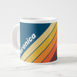 名前入りオーシャンヴィンテージストライプ ジャンボコーヒーマグカップ