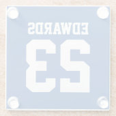 名前入りカスタムスポーツナンバー ガラスコースター (裏面)