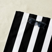 名前入りカスタムブラックホワイトストライプビーチタオル ビーチタオル (インサイチュ)