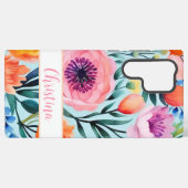 名前入りカラフルな夏の花のデザイン SAMSUNG GALAXYケース (裏面横)