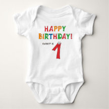 名前入りカラフルアルファベットの1歳誕生日デザイン