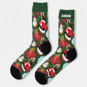 名前入りカラフルサンタクロースクリスマスソックス ソックス (左)