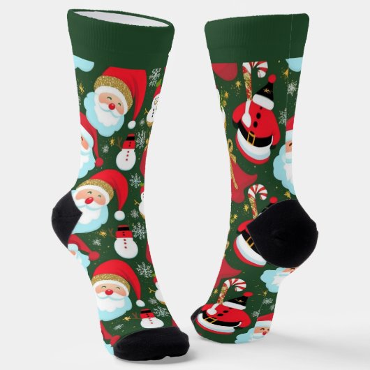 名前入りカラフルサンタクロースクリスマスソックス ソックス (傾斜あり)