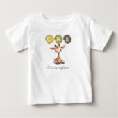 名前入りキリン1歳の誕生日 ベビーTシャツ (正面)
