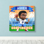 名前入りクォーターバックフットボール自信 キャンバスプリント (インサイチュ (ウッドフロア))