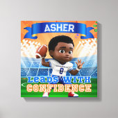 名前入りクォーターバックフットボール自信 キャンバスプリント (正面)