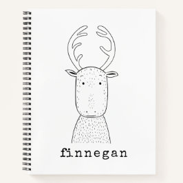 名前入りクリスマスツリーのトナカイ 遊び心あふれるアート ノートブック