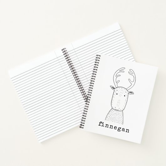 名前入りクリスマスツリーの鹿の遊び心あふれるアート ノートブック (内部)