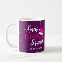名前入りクリスマス家族スクワッドスクリプト コーヒーマグカップ