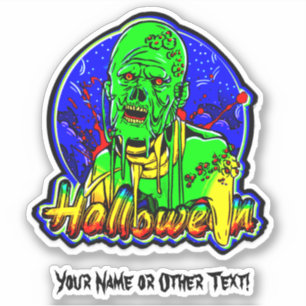 名前入りグリーンドリッピーモンスター ハロウィンステッカー シール