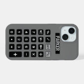 名前入りグレー計算機  iPhone 15ケース (裏面横)