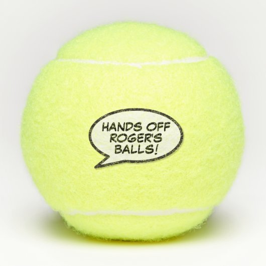 名前入りコミックブックポップアートメッセージ テニスボール (正面)