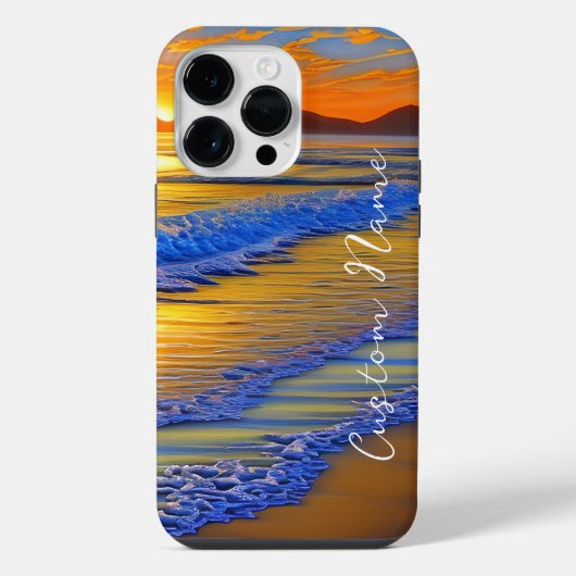 名前入りサンディービーチサンセット iPhoneケース (裏面)