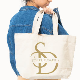 名前入りシンプルウェディングモノグラム トートバッグ