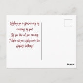 名前入りシンプルパープルフラワー 女性 誕生日 ポストカード (裏面)