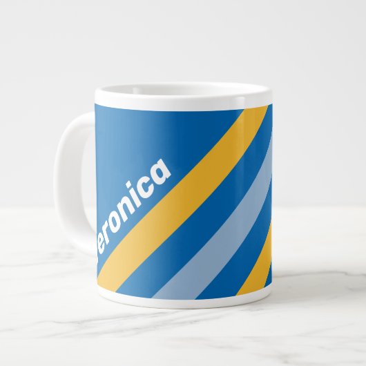 名前入りシーサイドストライプ ジャンボコーヒーマグカップ (正面左)