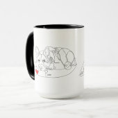 名前入りジャーマンシェパードのラインアート マグカップ (正面左)