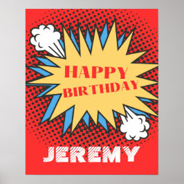 名前入りスーパーヒーローお誕生日ポスター ポスター