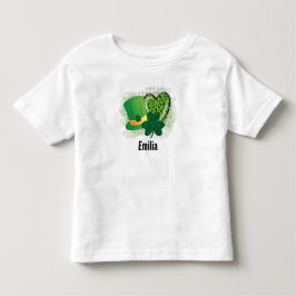 名前入りセントパトリックデー シャムロック クローバー トドラーTシャツ