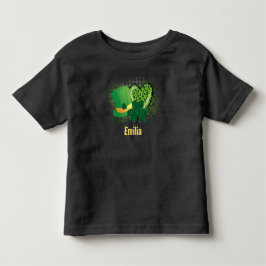 名前入りセントパトリックデー シャムロック クローバー トドラーTシャツ