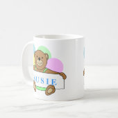 名前入りテディベアデザイン コーヒーマグカップ (正面左)