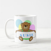 名前入りテディベアデザイン コーヒーマグカップ (左)
