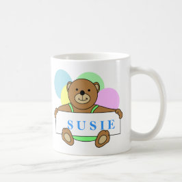 名前入りテディベアデザイン コーヒーマグカップ