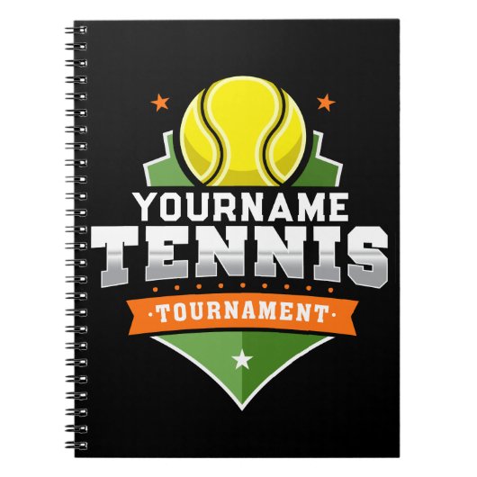 名前入りテニスプレーヤー NAME バーシティトーナメント ノートブック (正面)