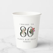 名前入りトロピカルフラワー80歳の誕生日お祝い 紙コップ (裏面)