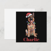名前入りドイツ牧羊犬のクリスマス犬 シーズンカード (正面/裏面)