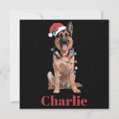 名前入りドイツ牧羊犬のクリスマス犬 シーズンカード (正面)
