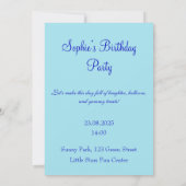 名前入りハッピーバースデー 招待状 (裏面)