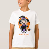 名前入りハロウィン ウィザードボーイTシャツ Tシャツ (正面)