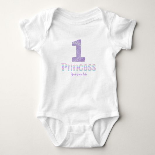 名前入りバースデープリンセスTシャツ ベビーボディスーツ (正面)
