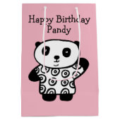 名前入りパンダピンクハッピーバースデー ミディアムペーパーバッグ (裏面)