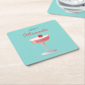 名前入りパーティーの乾杯 , 【名前】のパーソナライズされたパーティーにお祝いの言葉を  スクエアペーパーコースター (アングル)