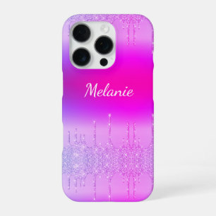 名前入りパープルネオンiPhoneケース iPhone 16 Proケース