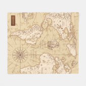 名前入りビンテージ世界地図 フリースブランケット (正面(横))