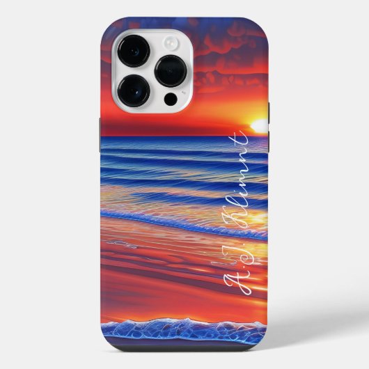 名前入りビーチサンセット iPhoneケース (裏面)