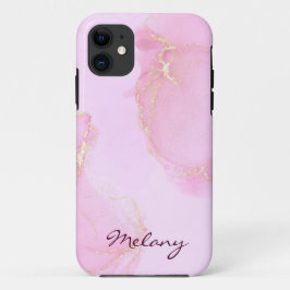 名前入りピンクとバイオレット iPhone 11 ケース