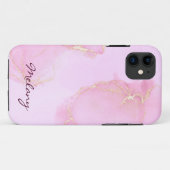 名前入りピンクとバイオレット Case-Mate iPhoneケース (裏面(横))