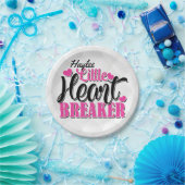 名前入りピンクハートブレーカー ペーパープレート (パーティー)