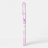 名前入りピンク水彩風カスタムフォト iPhoneケース (左側面)