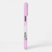 名前入りピンク水彩風カスタムフォト iPhoneケース (右側面)